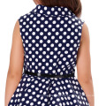 Grace Karin Kids 'Holly' Vintage 50's Dress Girls Retro Vintage Sleeveless Lapel Collar Navy Polka Dots Dress CL009000-2